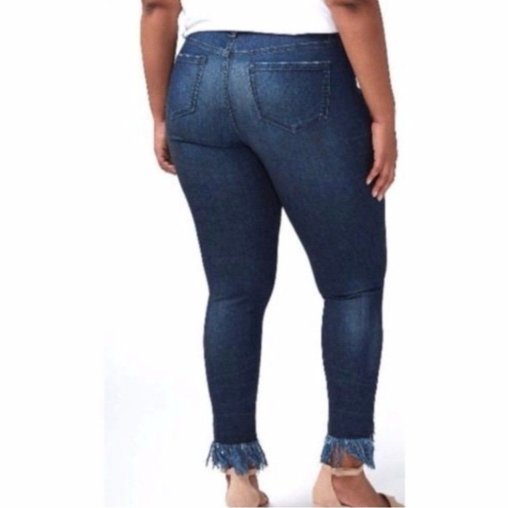 Lane Bryant frayed fringe hem skinny jeans 18